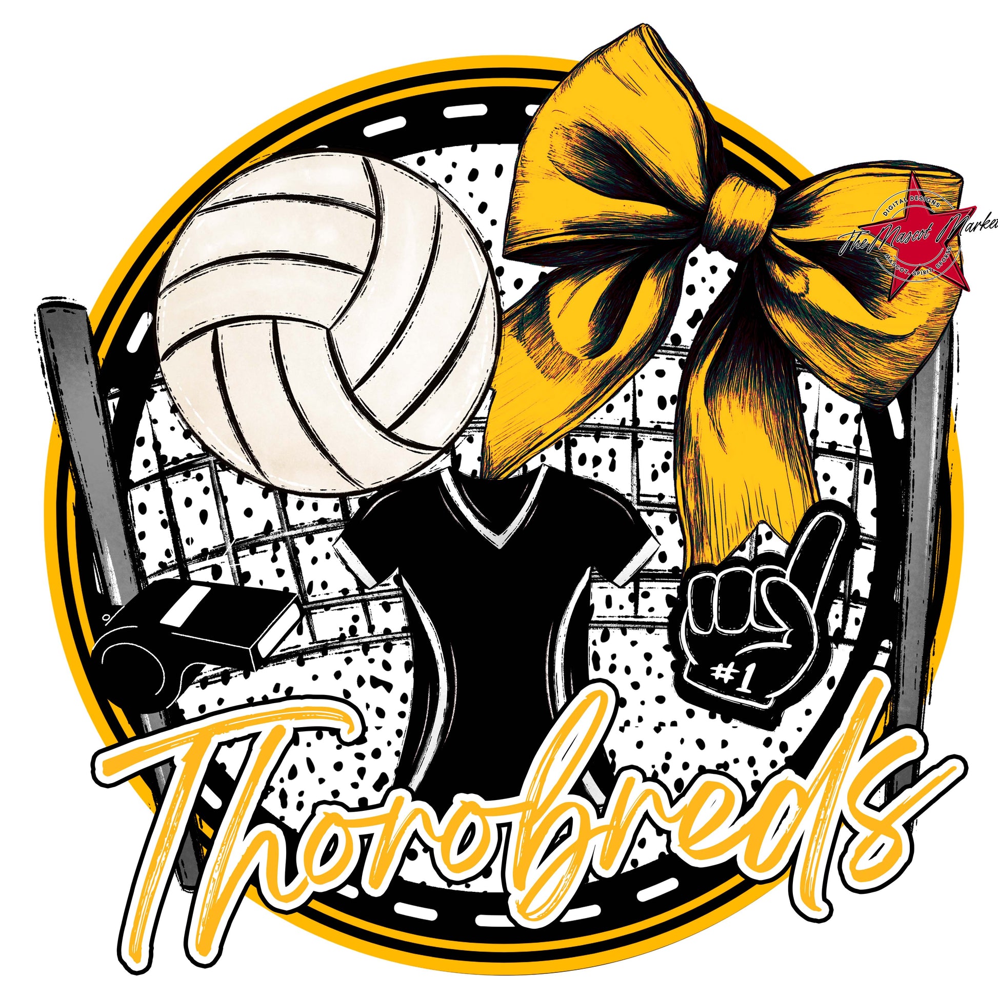 Thorobreds Circle Volleyball Frame-Yellow