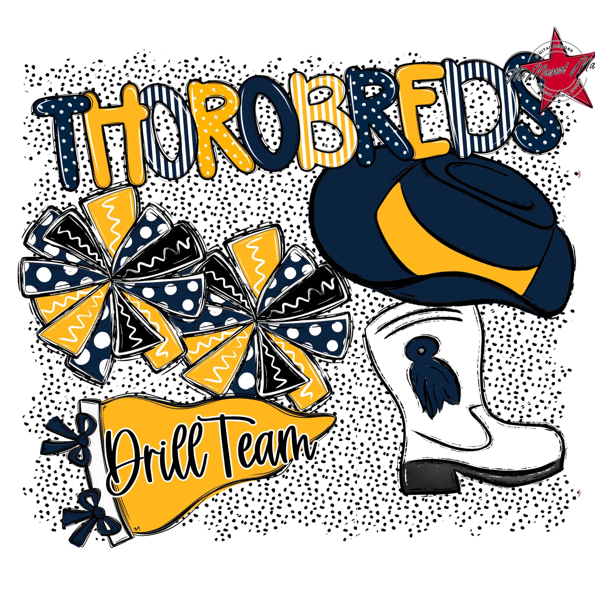 Thorobreds Drillteam Spirit-Navy & Yellow