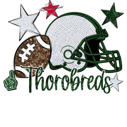 Thorobreds Football Embroidered Sequins Design-Green