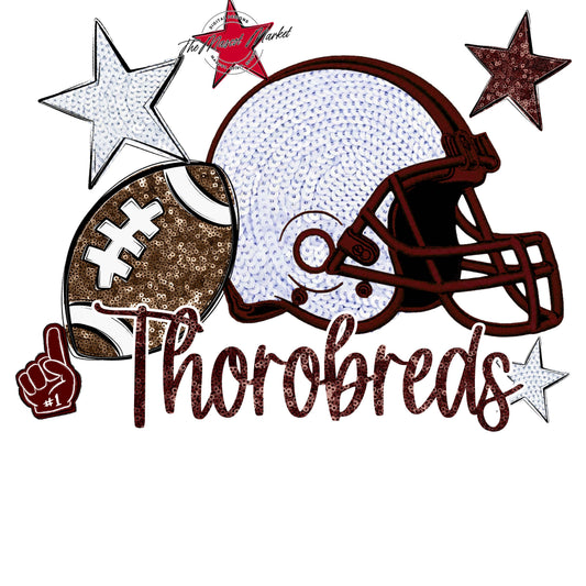 Thorobreds Football Embroidered Sequins Design-Maroon