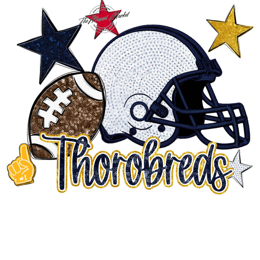 Thorobreds Football Embroidered Sequins Design-Navy & Yellow