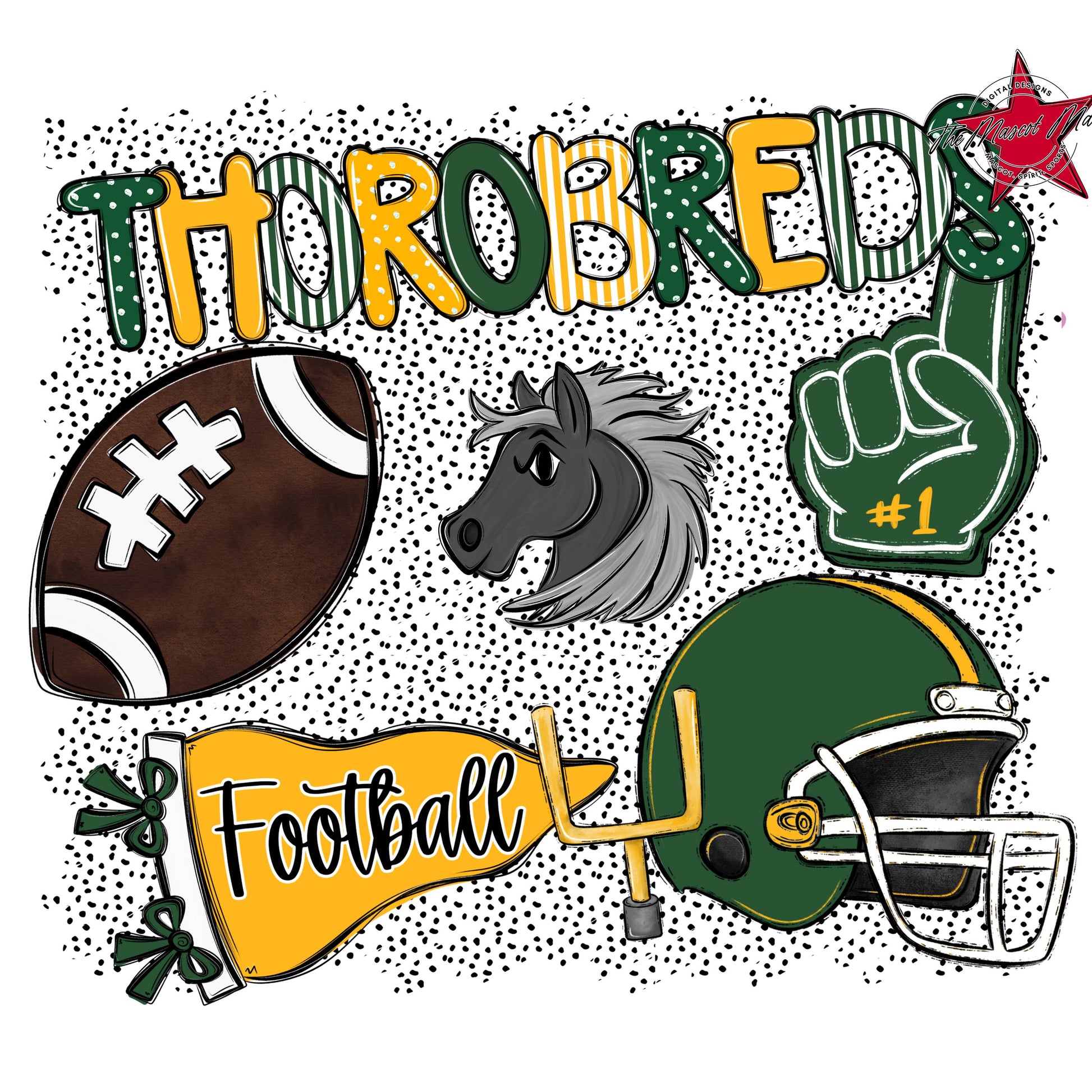 Thorobreds Football Spirit-Green & Yellow