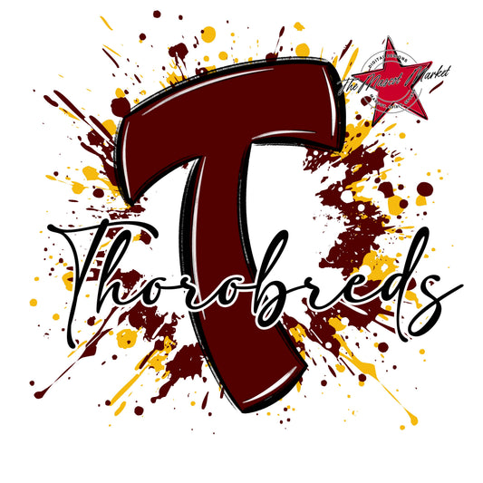 Thorobreds Mascot Splatter-Maroon & Yellow