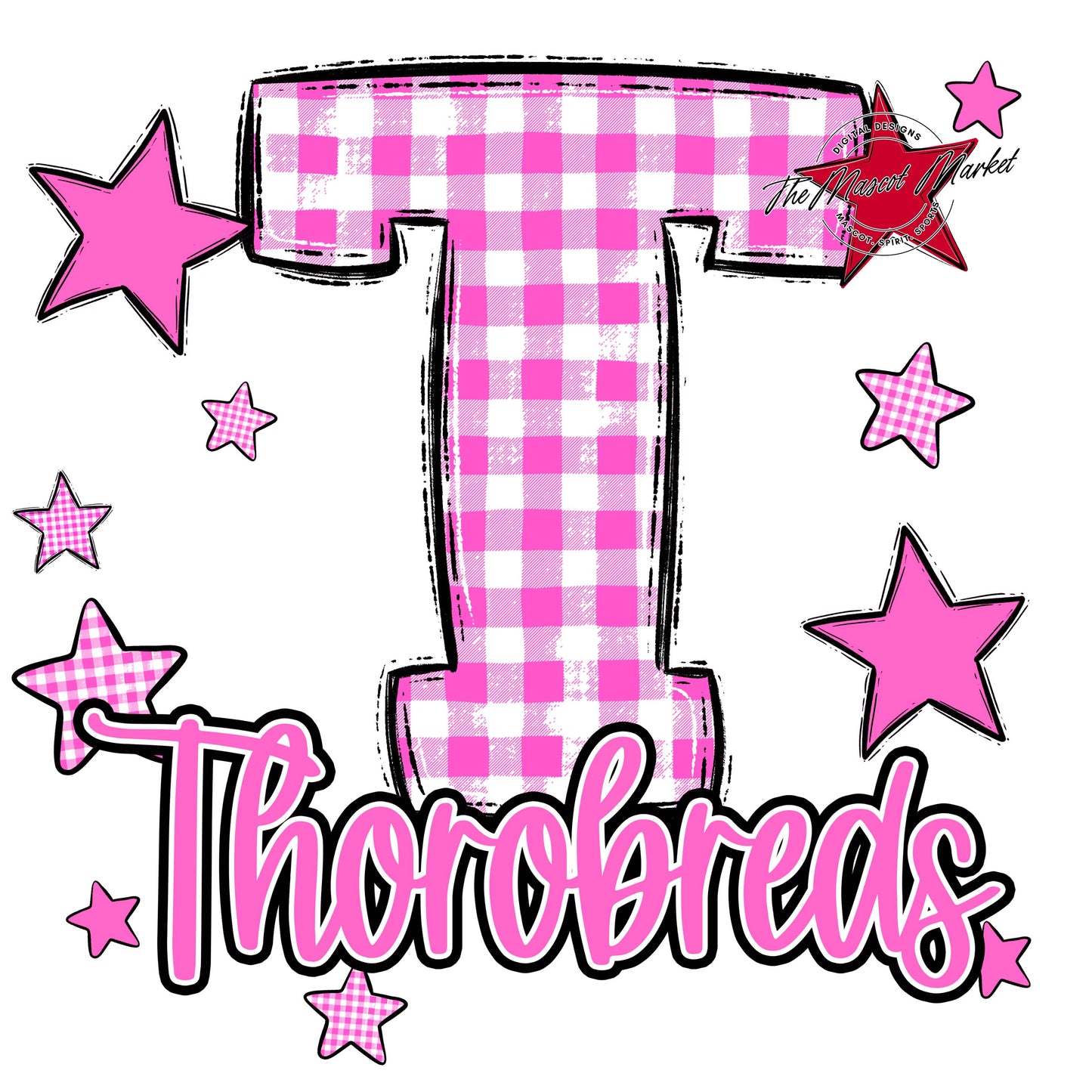 Thorobreds Plaid Star Design-Baby Pink