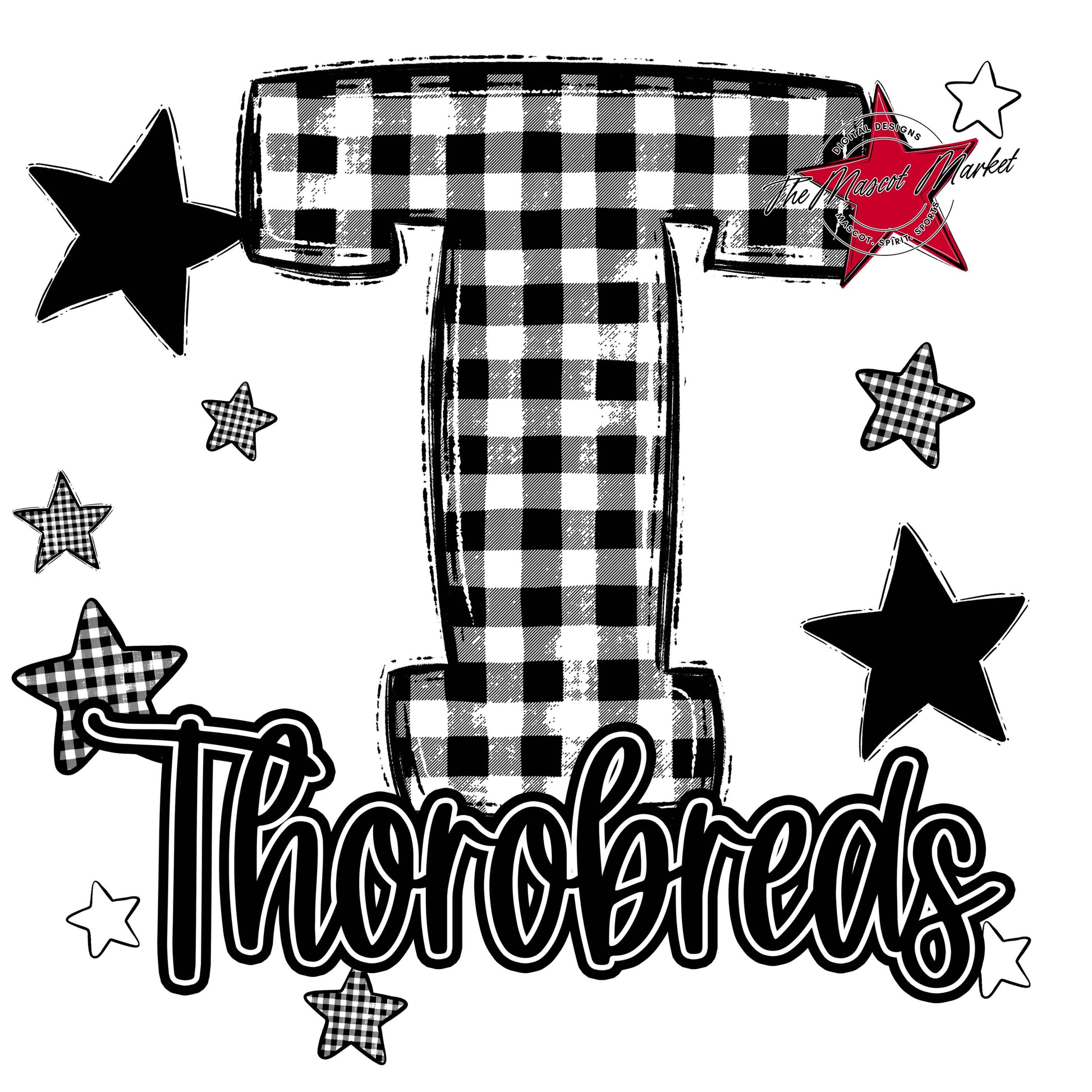 Thorobreds Plaid Star Design-Black
