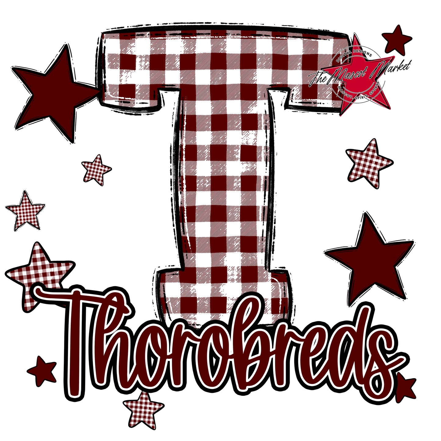 Thorobreds Plaid Star Design-Maroon