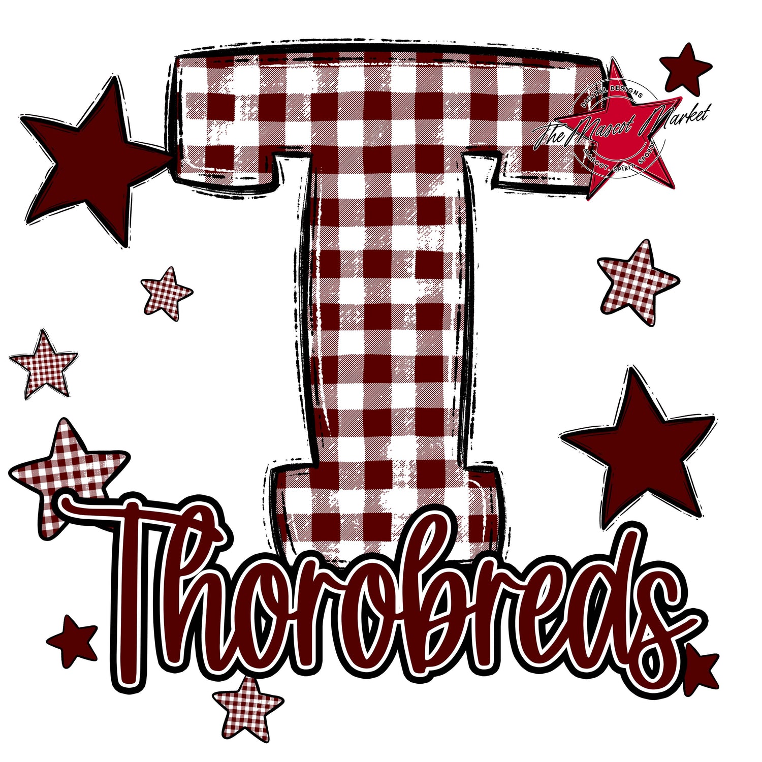 Thorobreds Plaid Star Design-Maroon