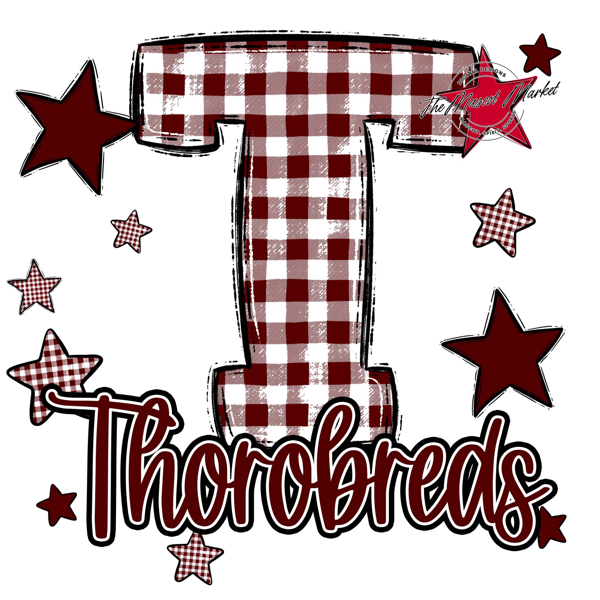 Thorobreds Plaid Star Design-Maroon