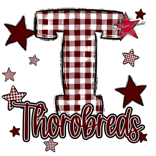 Thorobreds Plaid Star Design-Maroon
