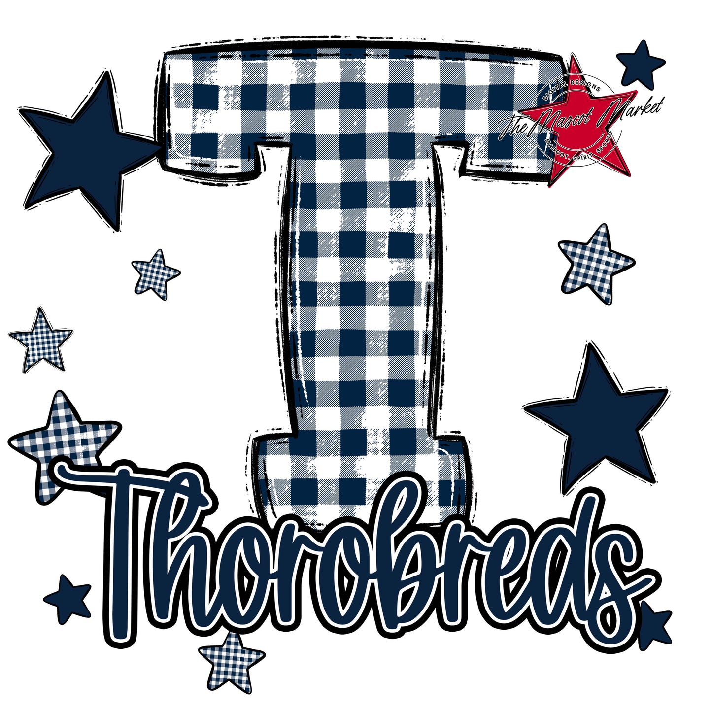 Thorobreds Plaid Star Design-Navy