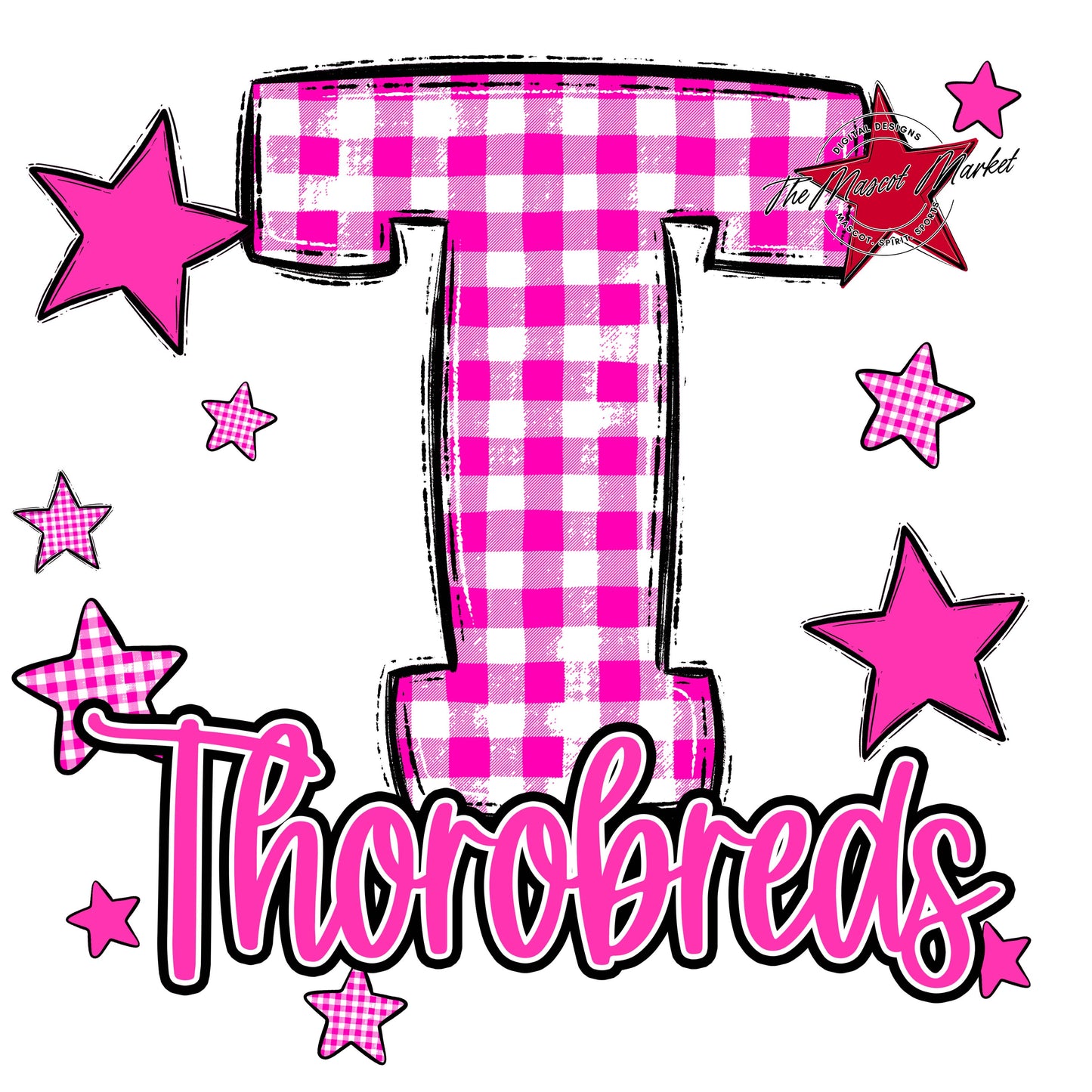 Thorobreds Plaid Star Design-Pink