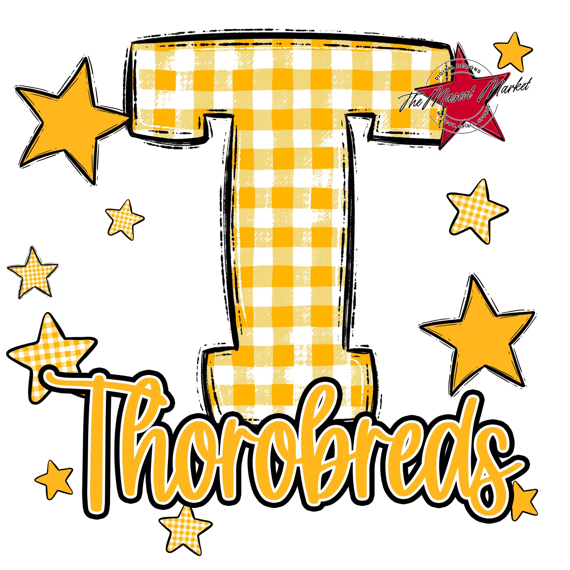 Thorobreds Plaid Star Design-Yellow