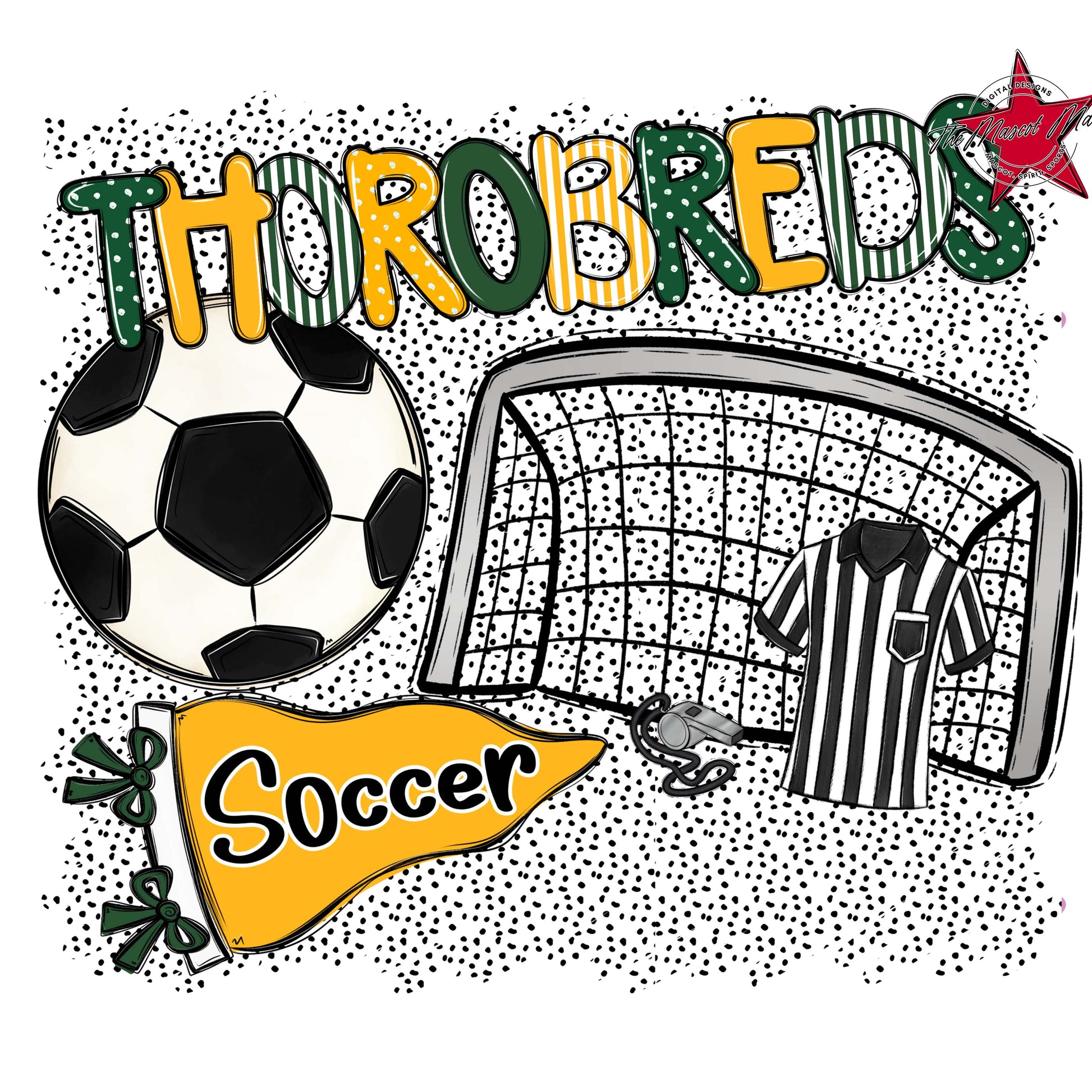 Thorobreds Soccer Spirit-Green & Yellow