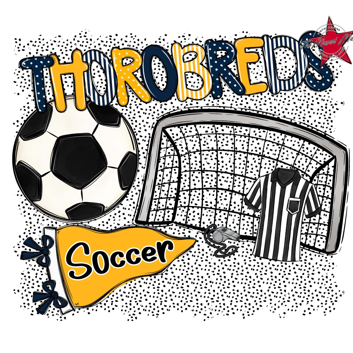 Thorobreds Soccer Spirit-Navy & Yellow