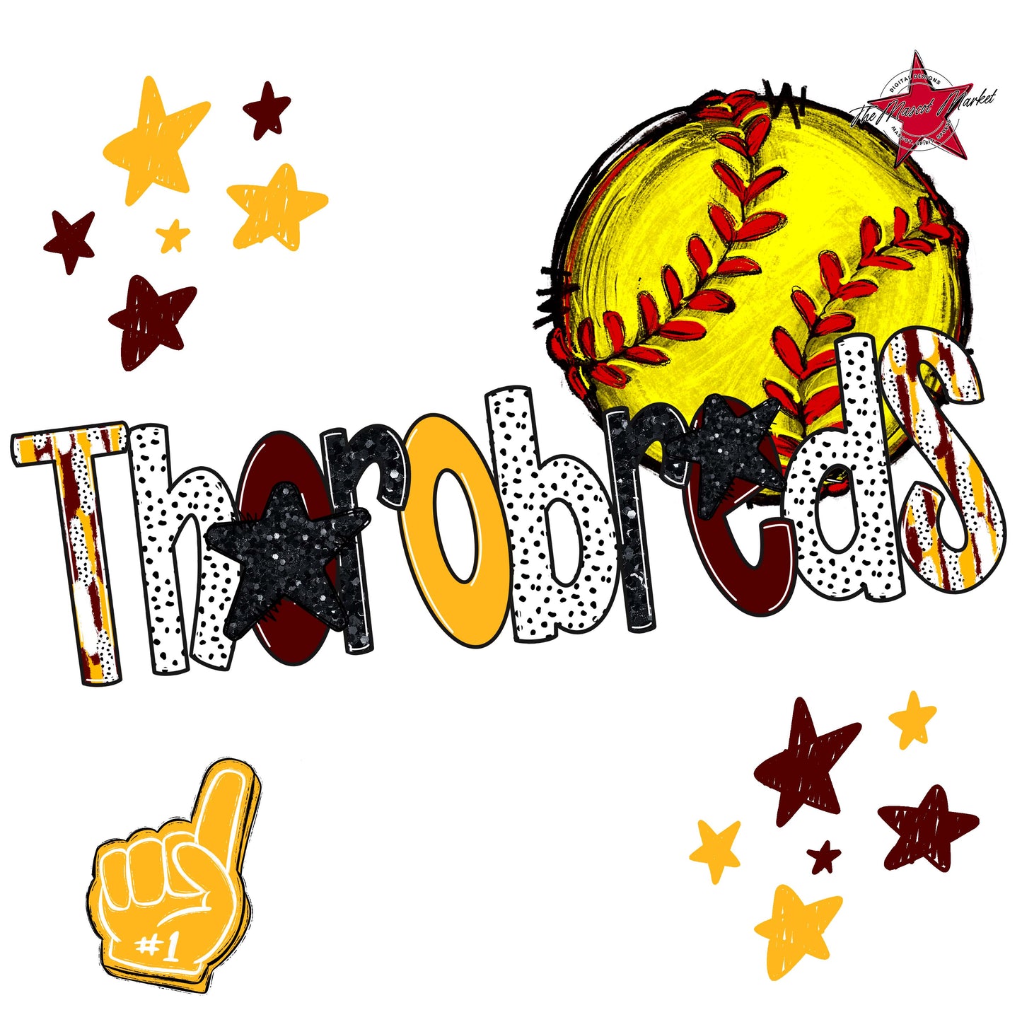 Thorobreds Softball Scrape-Maroon & Yellow