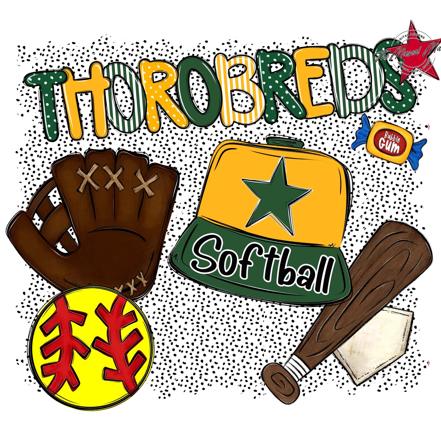 Thorobreds Softball Spirit-Green & Yellow
