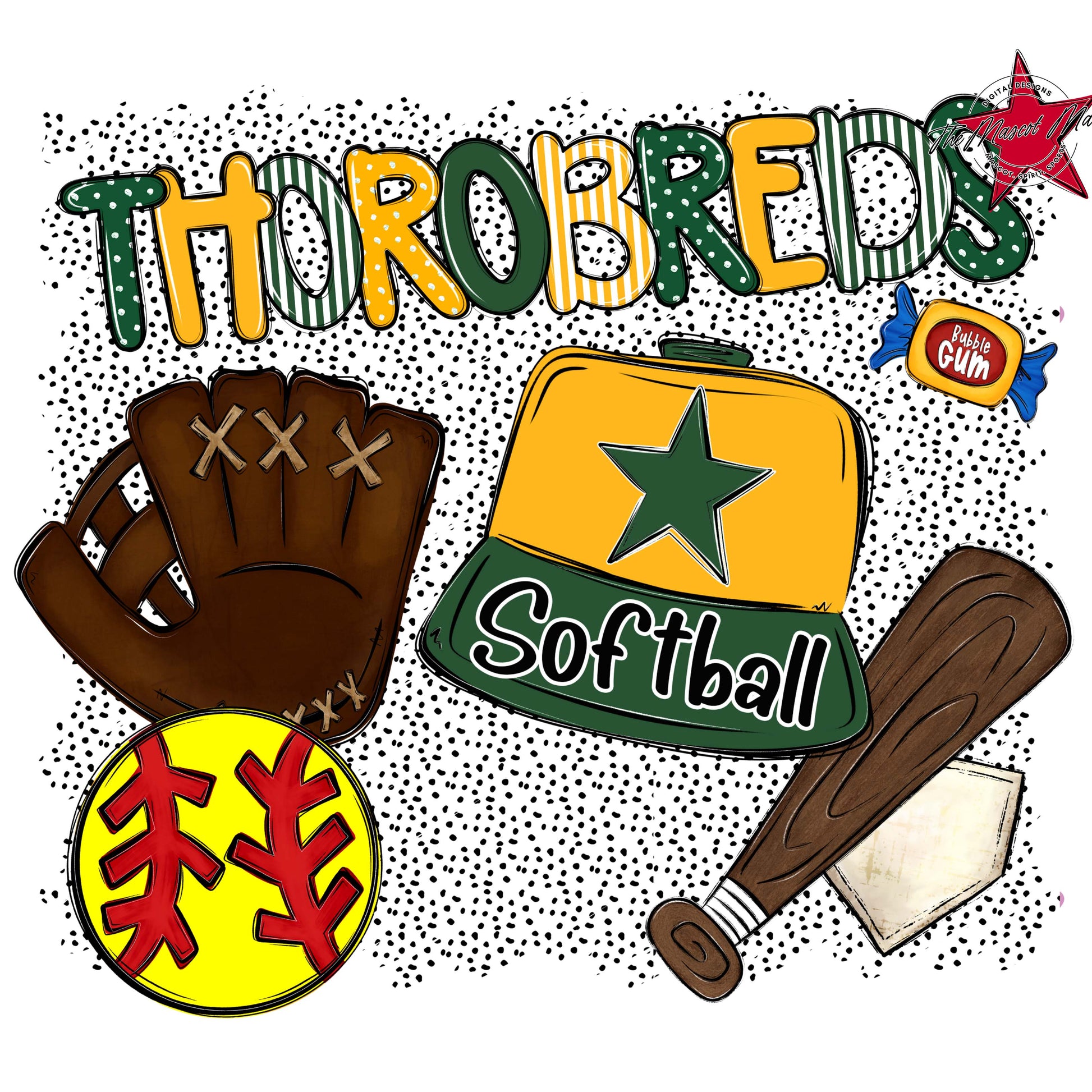 Thorobreds Softball Spirit-Green & Yellow