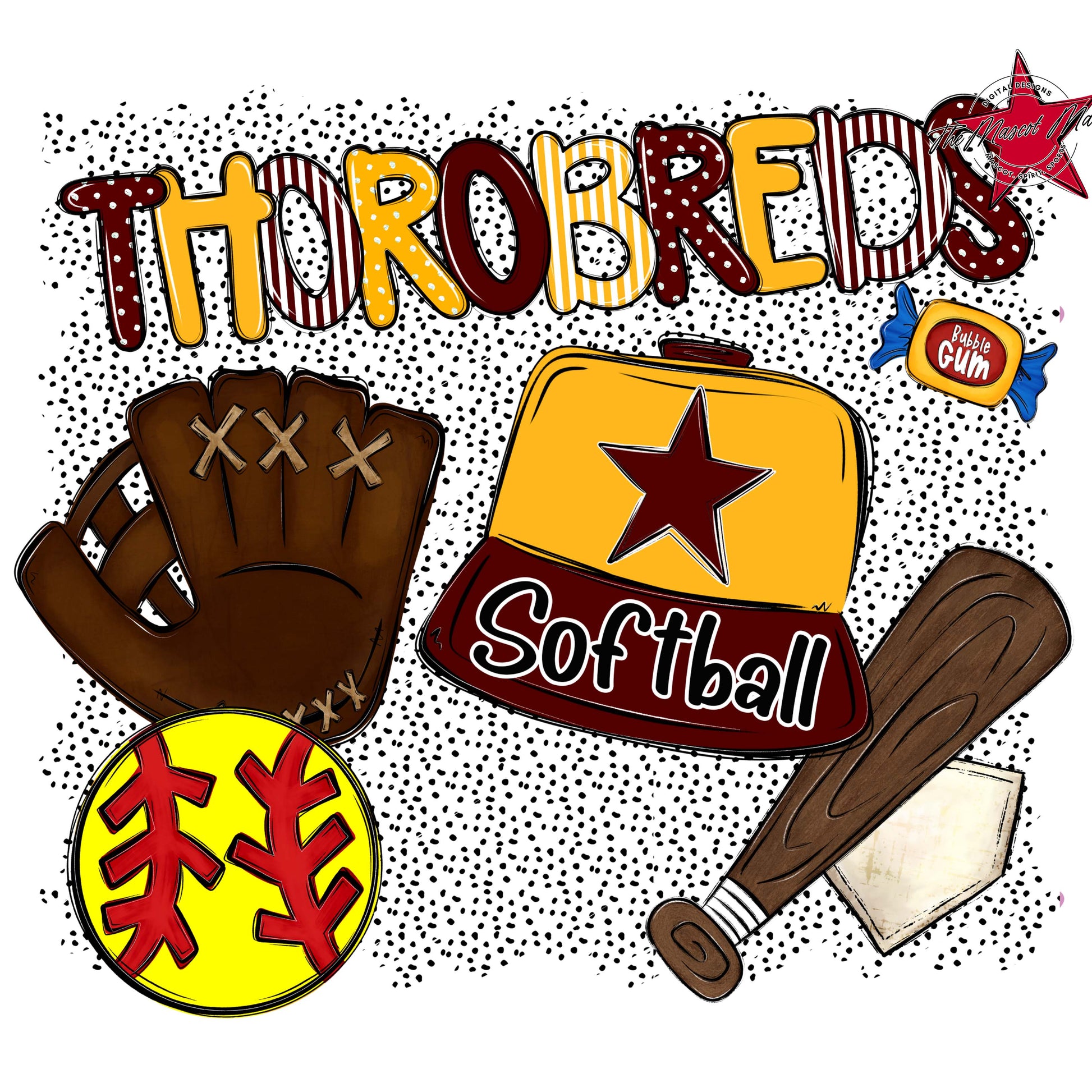 Thorobreds Softball Spirit-Maroon & Yellow