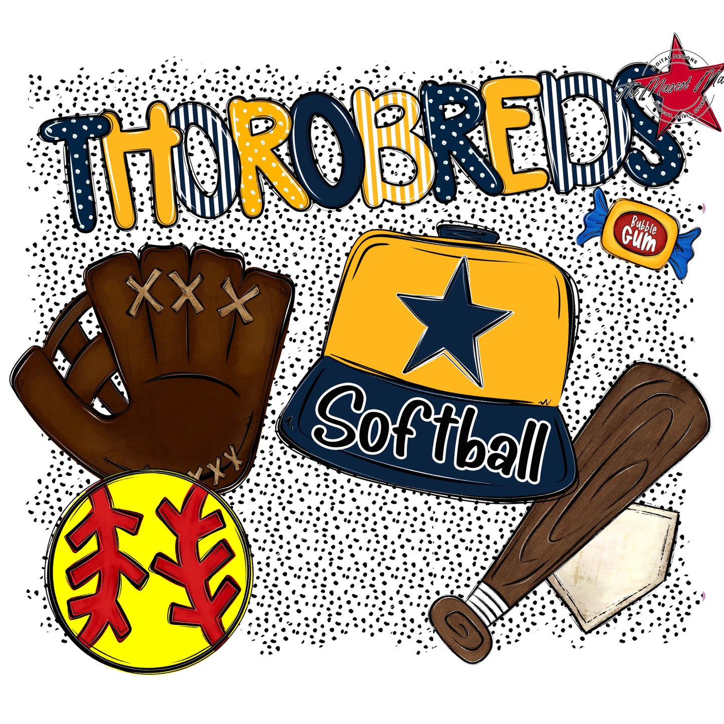 Thorobreds Softball Spirit-Navy & Yellow