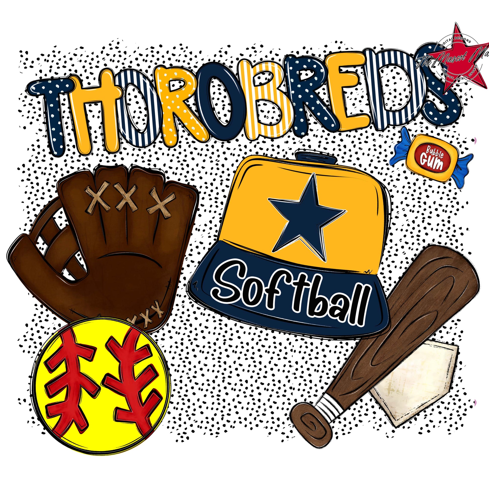 Thorobreds Softball Spirit-Navy & Yellow