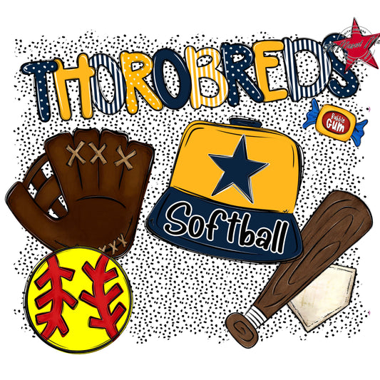 Thorobreds Softball Spirit-Navy & Yellow