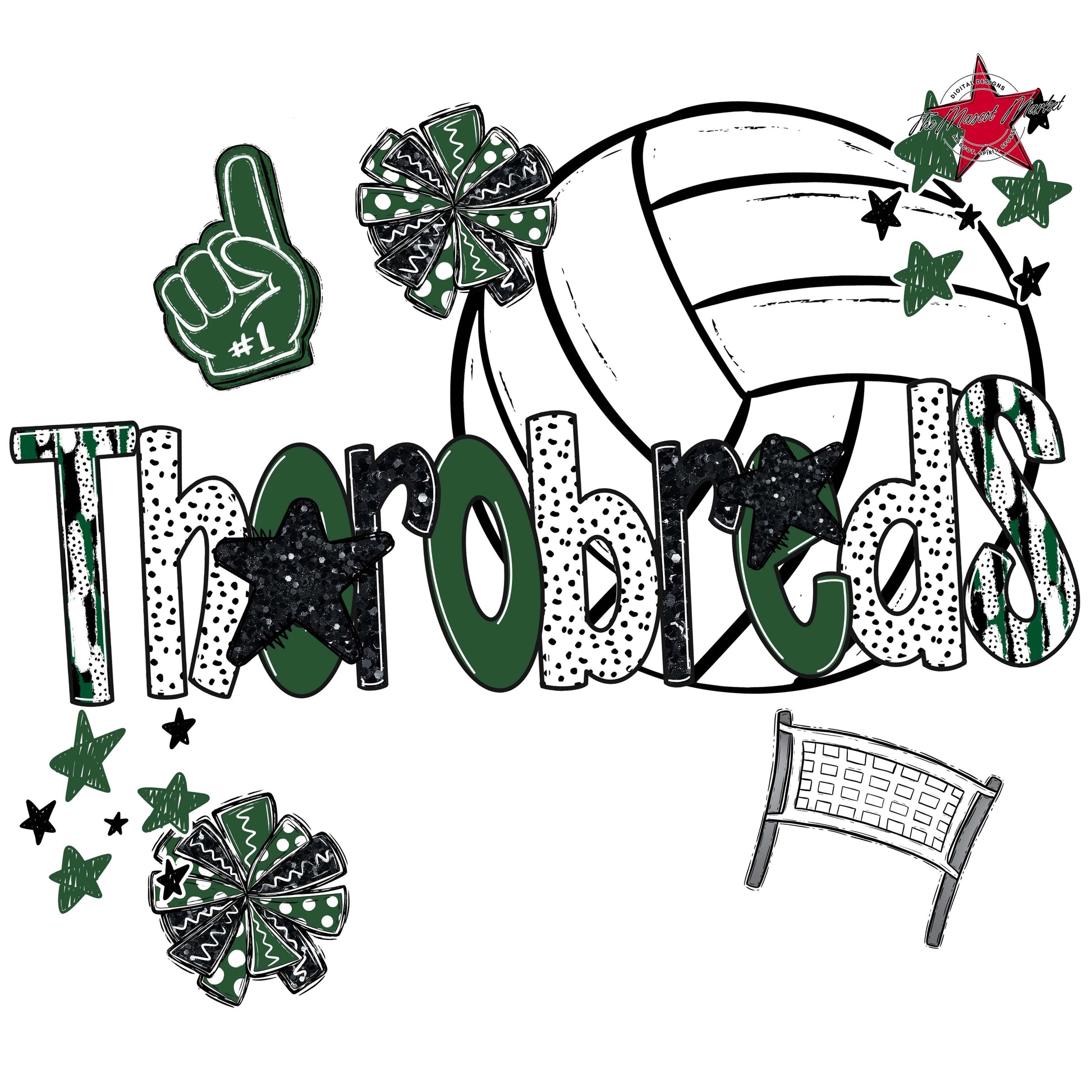 Thorobreds Volleyball Scrape-Green