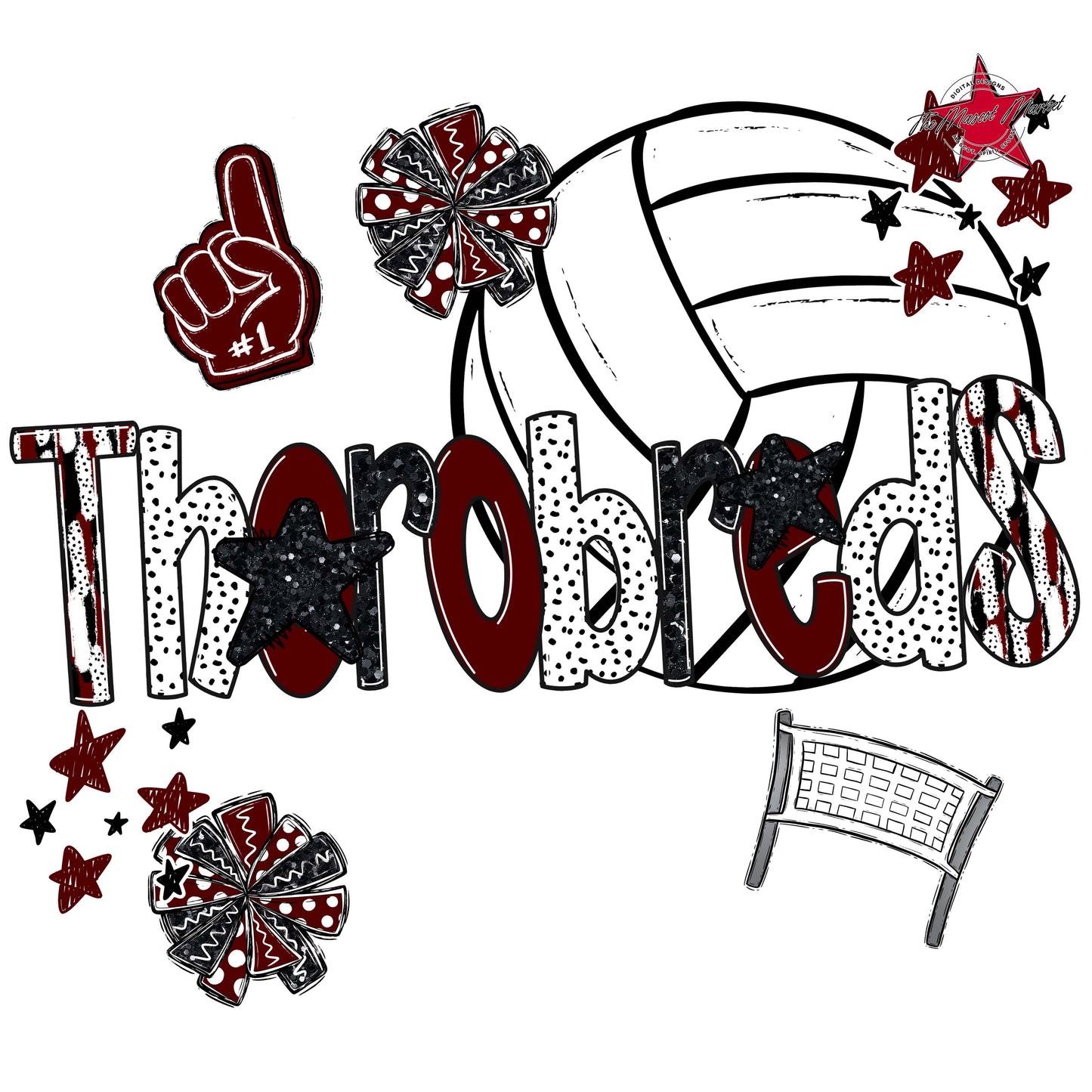Thorobreds Volleyball Scrape-Maroon