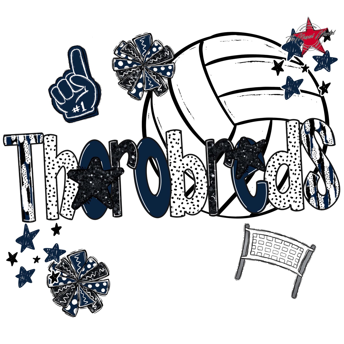 Thorobreds Volleyball Scrape-Navy