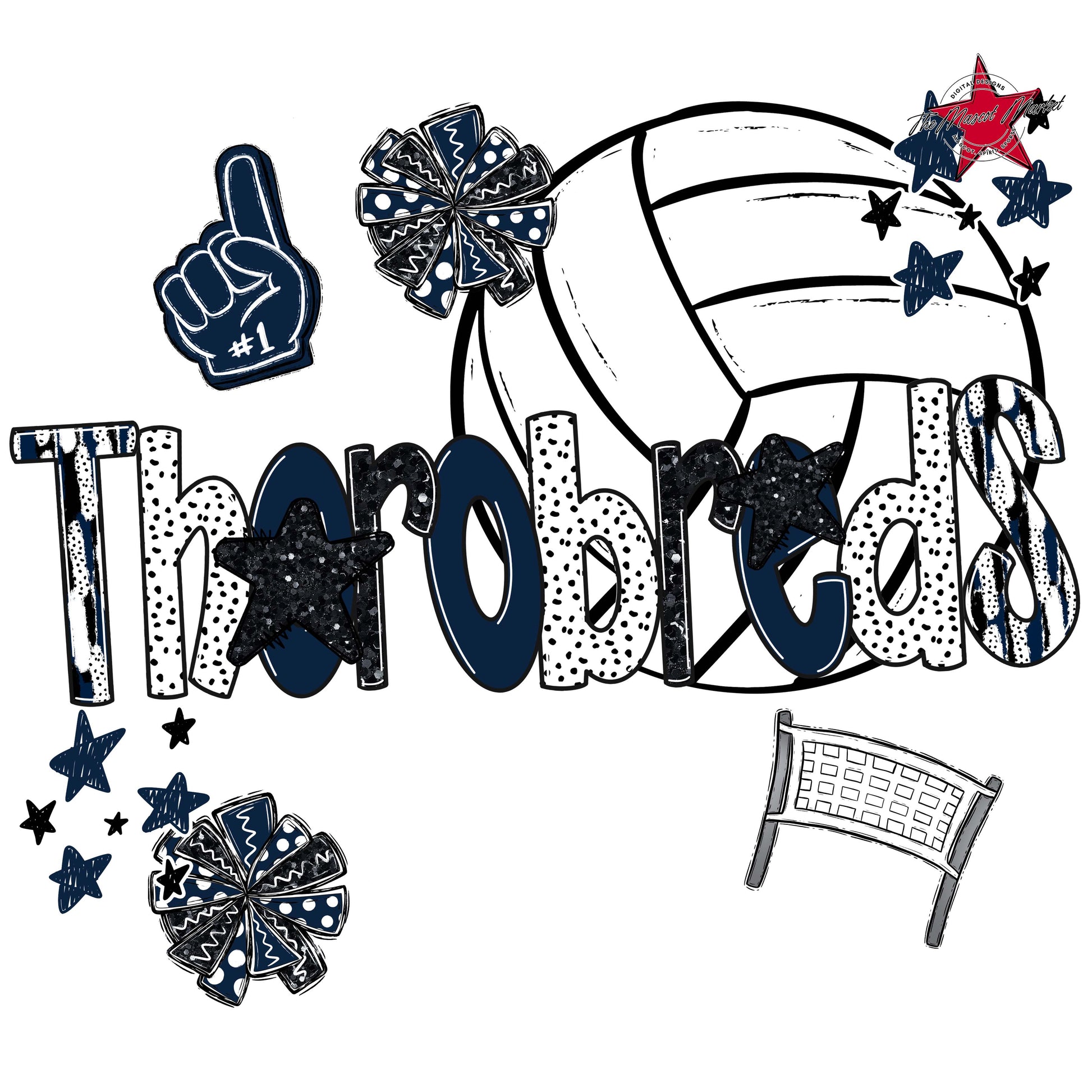 Thorobreds Volleyball Scrape-Navy