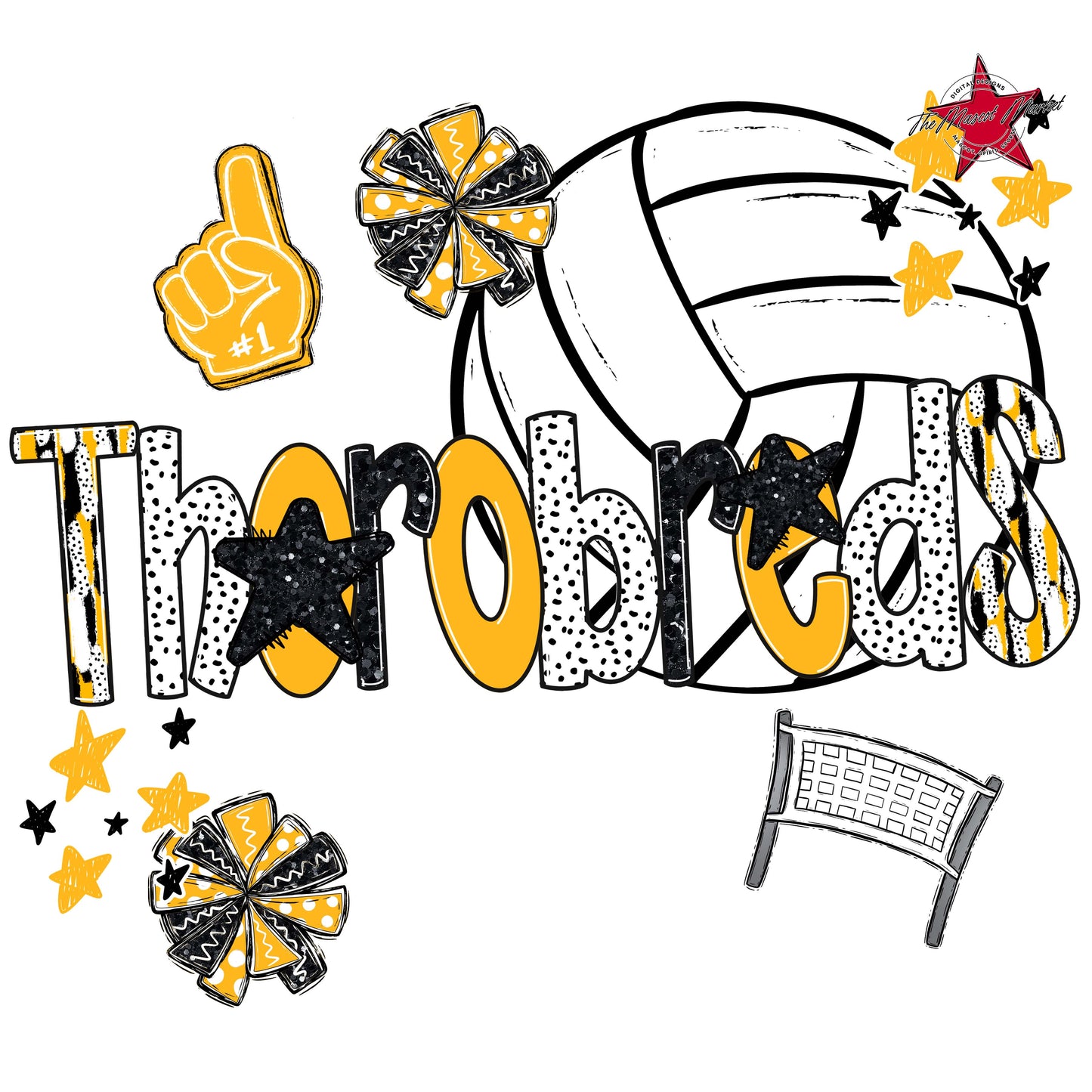 Thorobreds Volleyball Scrape-Yellow