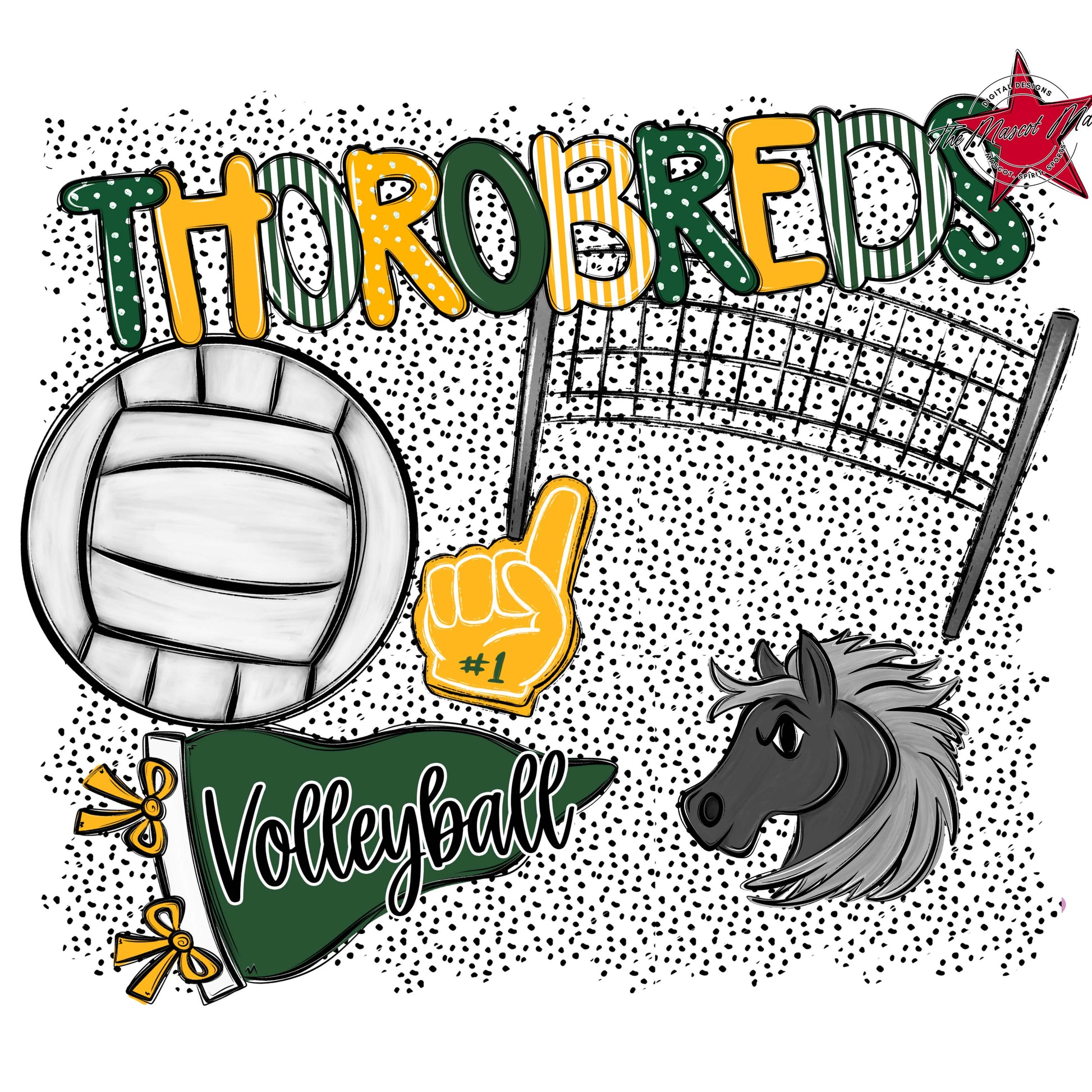 Thorobreds Volleyball Spirit-Green & Yellow