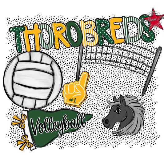 Thorobreds Volleyball Spirit-Green & Yellow