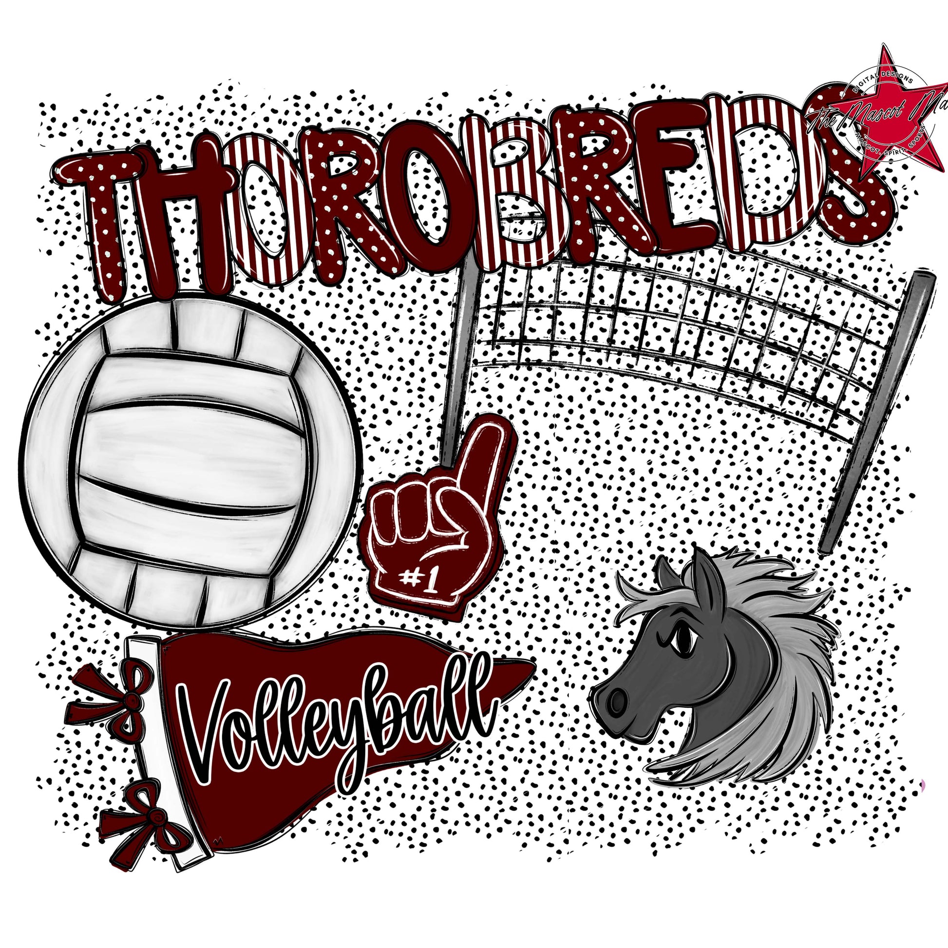 Thorobreds Volleyball Spirit-Maroon