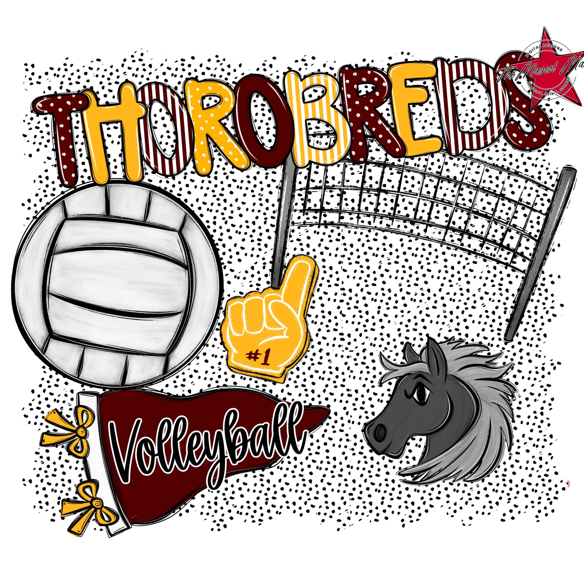 Thorobreds Volleyball Spirit-Maroon & Yellow