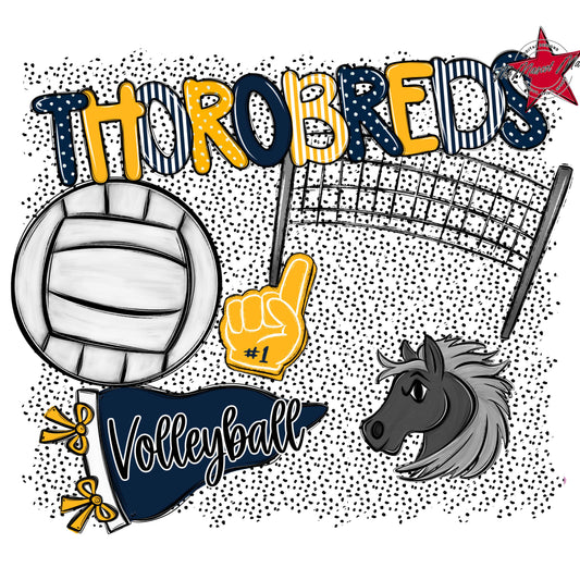 Thorobreds Volleyball Spirit-Navy & Yellow
