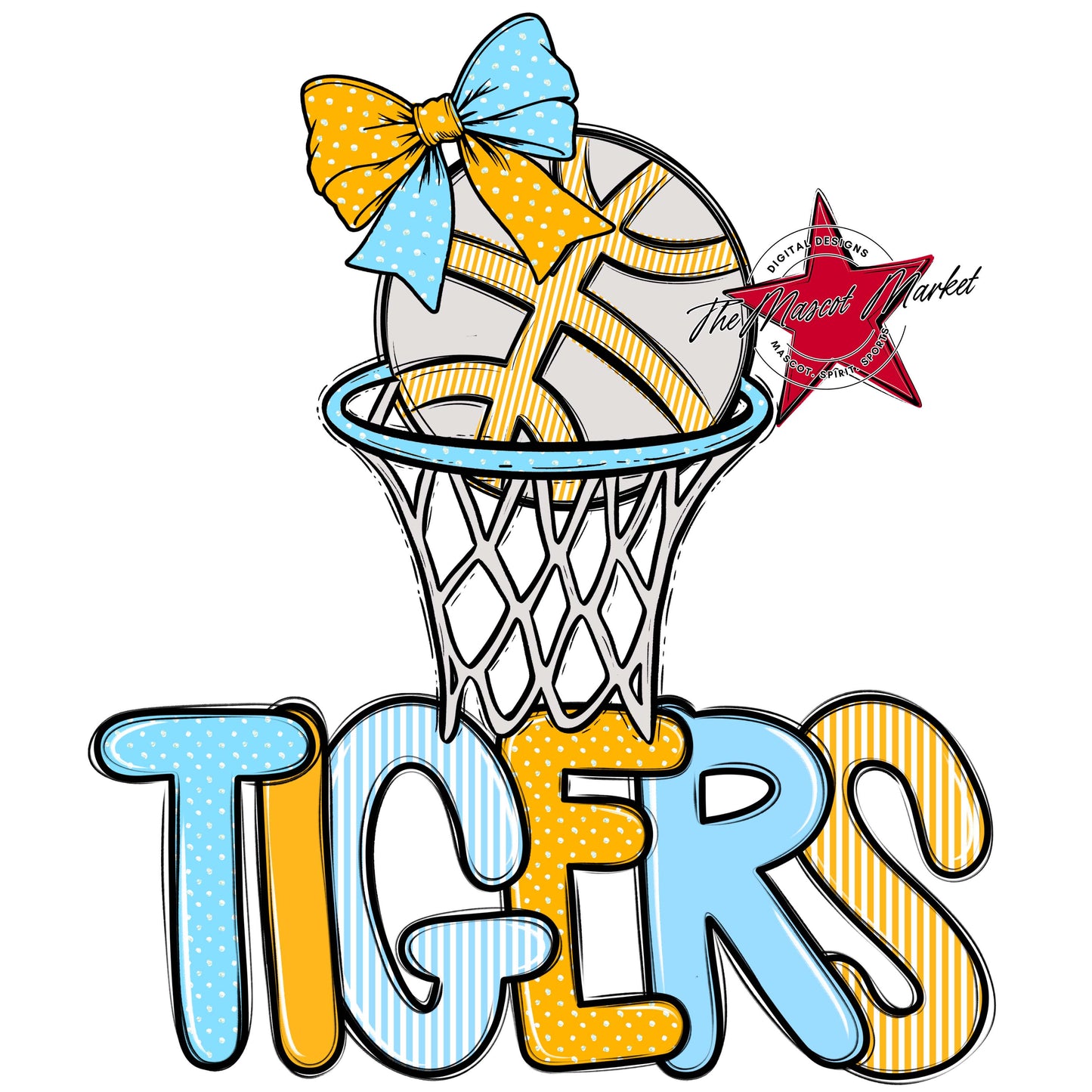 Tigers Basketball Spirit Design-Columbia Blue & Yellow