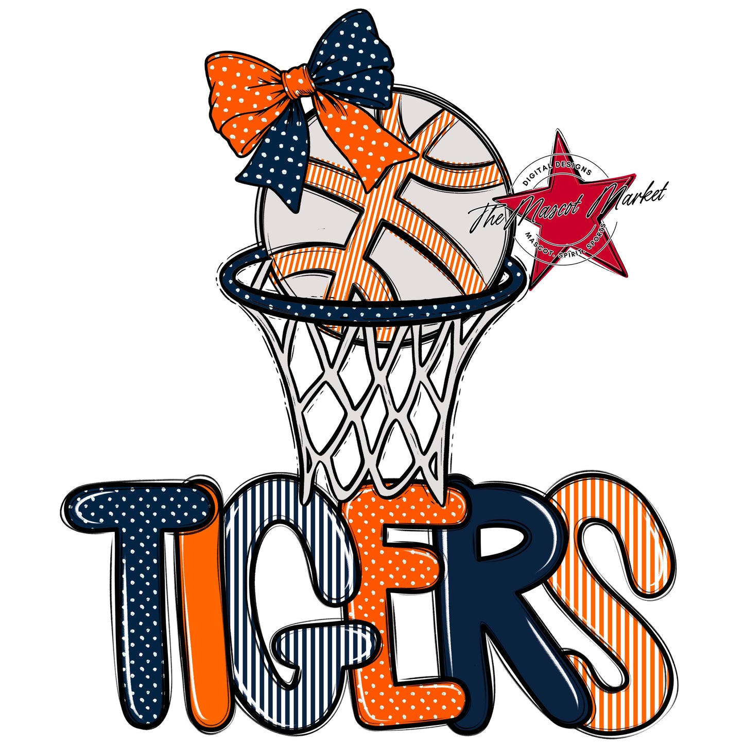 Tigers Basketball Spirit Design-Navy & Orange