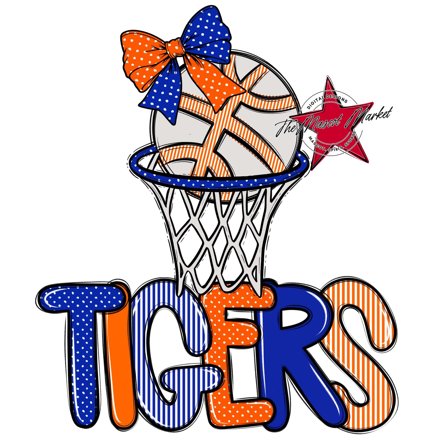 Tigers Basketball Spirit Design-Royal Blue & Orange