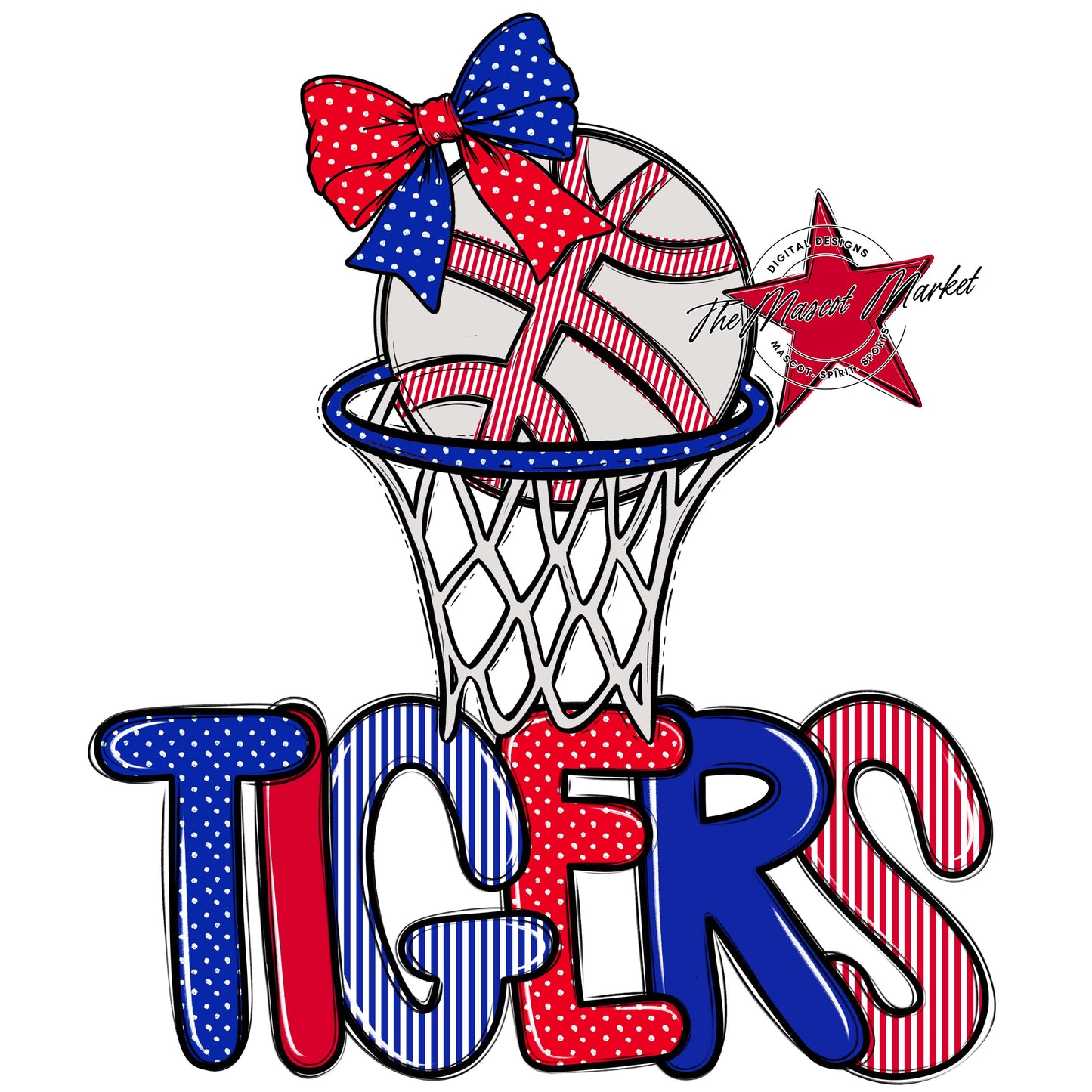 Tigers Basketball Spirit Design-Royal Blue & Red