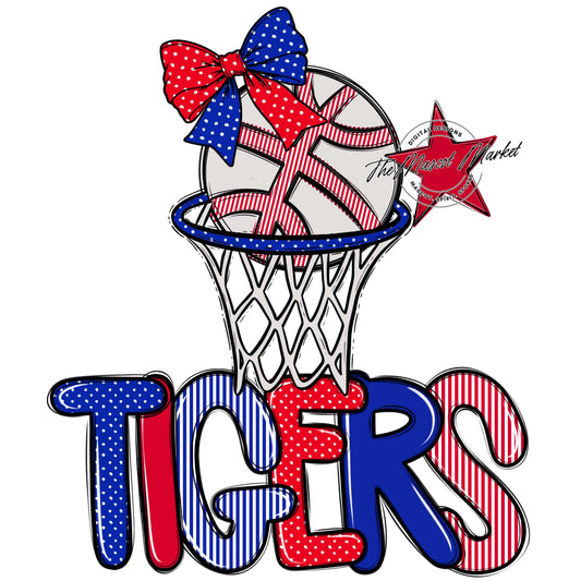 Tigers Basketball Spirit Design-Royal Blue & Red