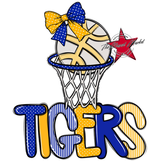 Tigers Basketball Spirit Design-Royal Blue & Yellow