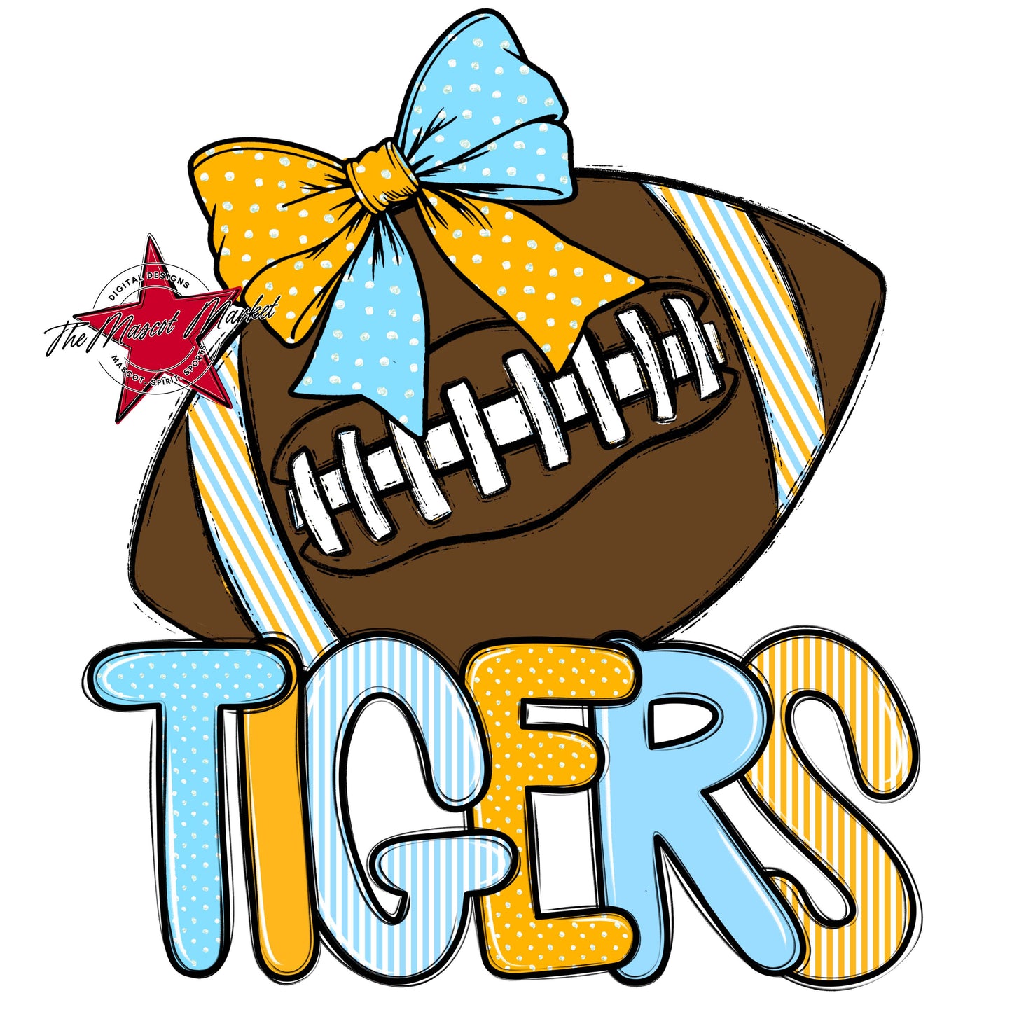 Tigers Football Spirit Design-Columbia Blue & Yellow