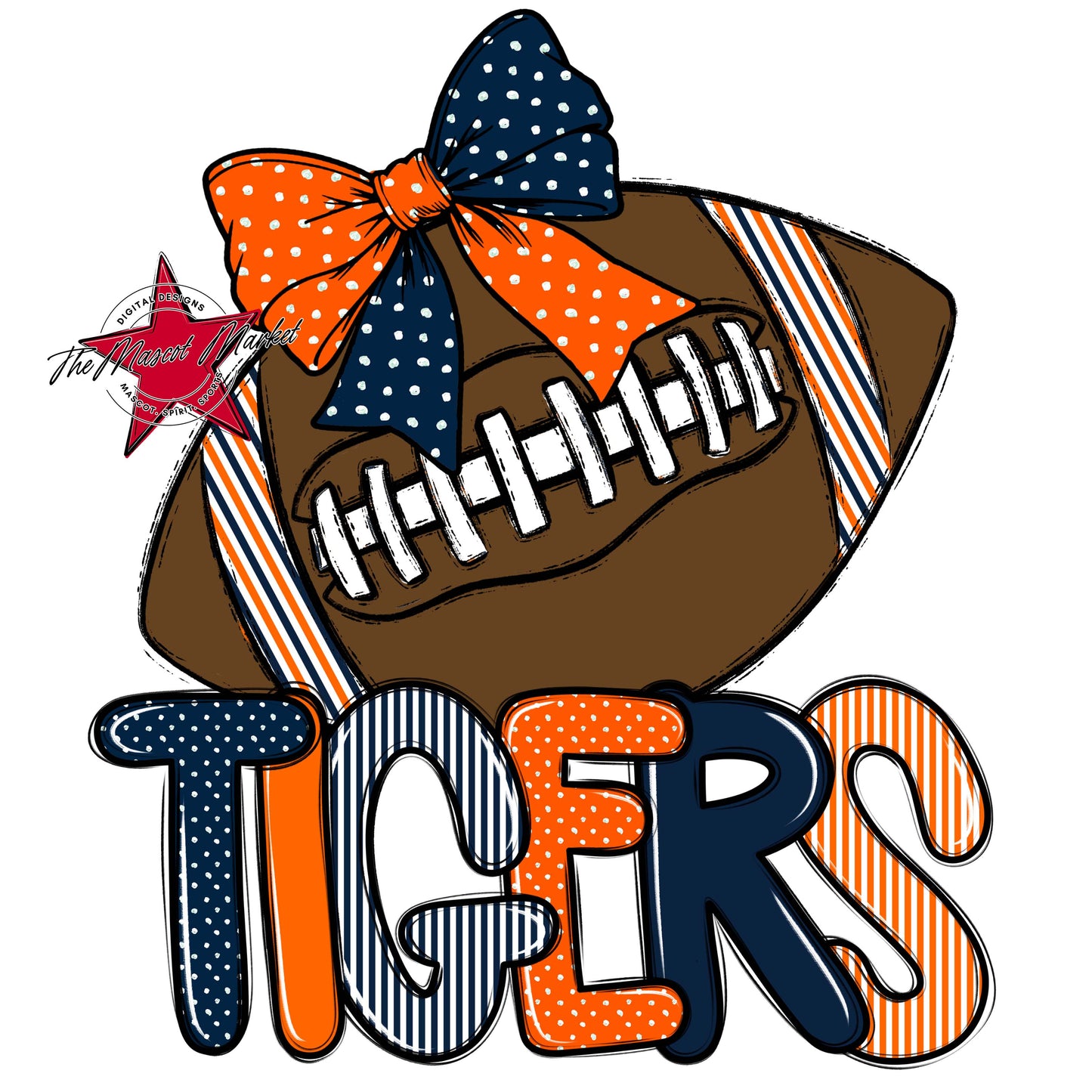 Tigers Football Spirit Design-Navy & Orange