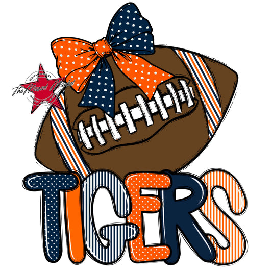Tigers Football Spirit Design-Navy & Orange