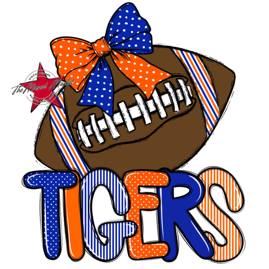 Tigers Football Spirit Design-Royal Blue & Orange