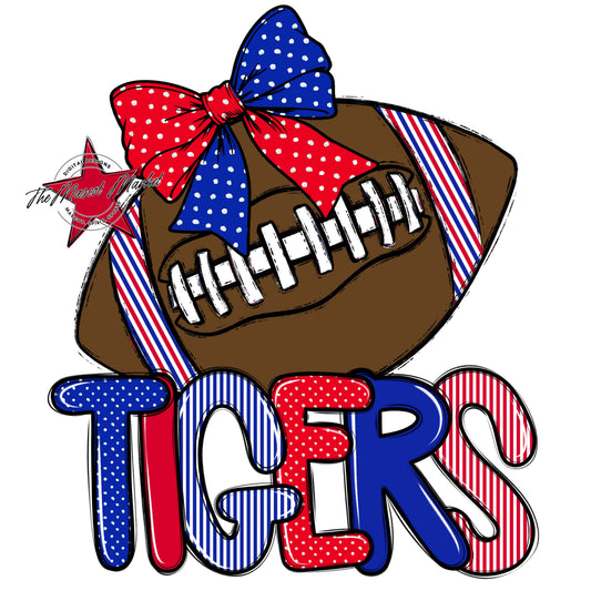 Tigers Football Spirit Design-Royal Blue & Red