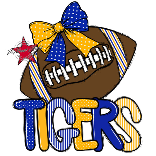 Tigers Football Spirit Design-Royal Blue & Yellow