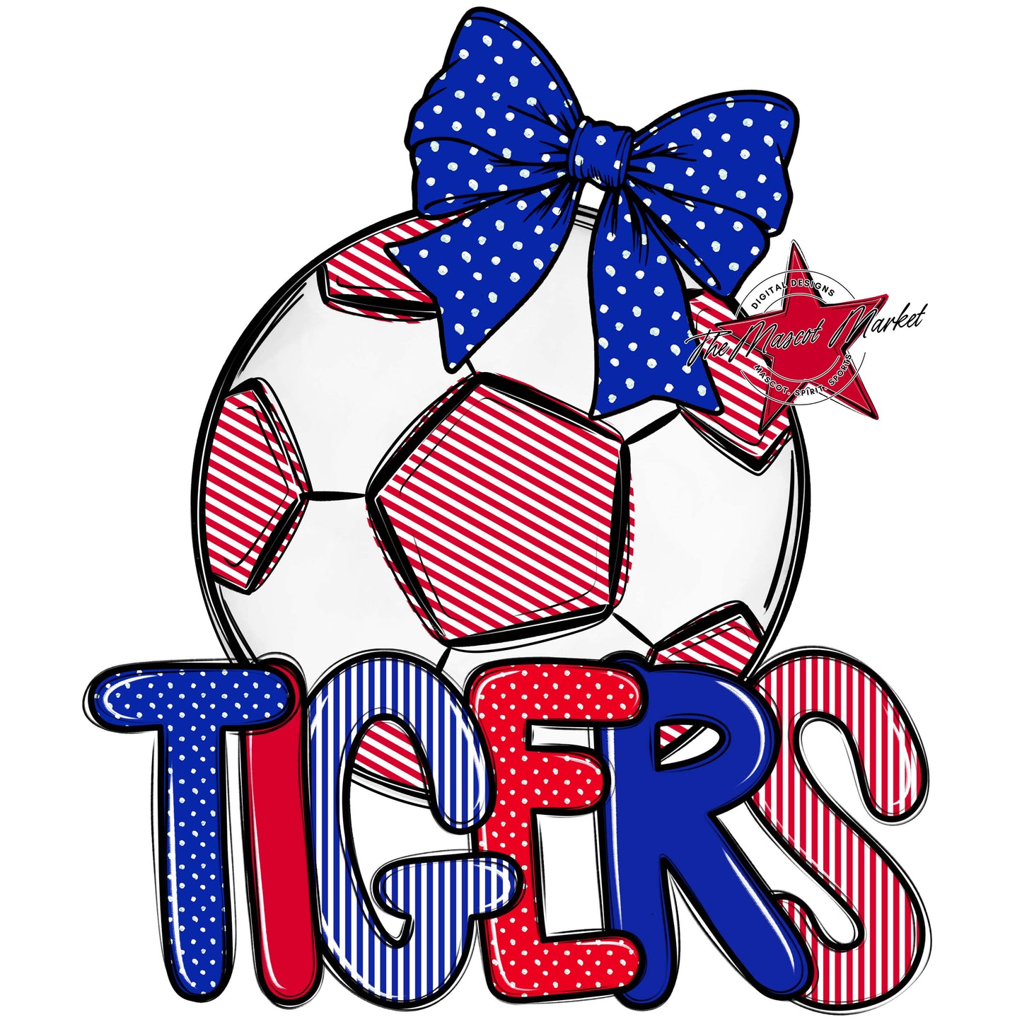 Tigers Soccer Spirit Design-Royal Blue & Red