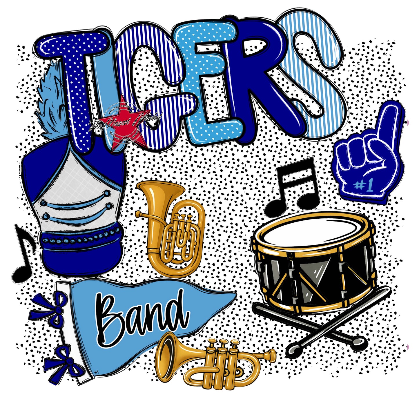 Tigers Band Spirit-Blue & Carolina Blue