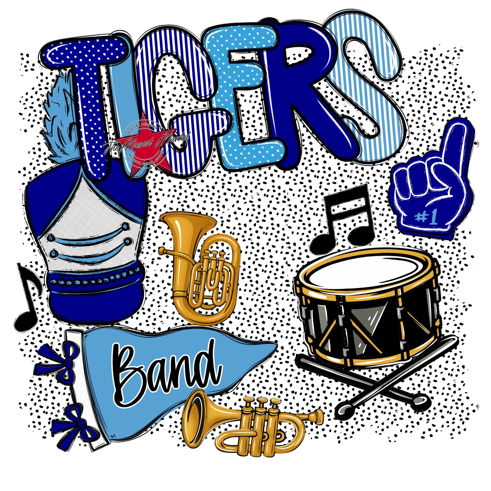 Tigers Band Spirit-Blue & Carolina Blue